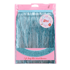Blue tinsel banner shiny hanging decor birthday theme from Parte Haus party supply store in Bethesda MD
