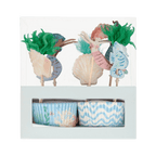 Blue mermaid cupcake kit with sea creatures for under the sea birthday from Parte Haus party supply store in Bethesda MD