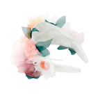 White and pastel bunny ears floral headband for birthday from Parte Haus party supply store in Bethesda MD