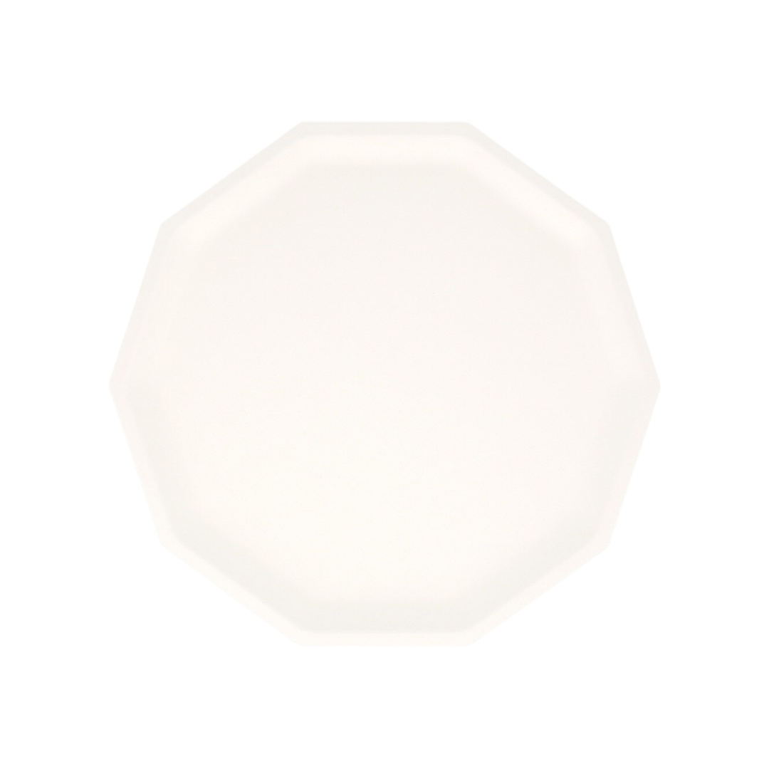 White octagon plate minimalist plain design for any occasion from Parte Haus party supply store in Bethesda MD