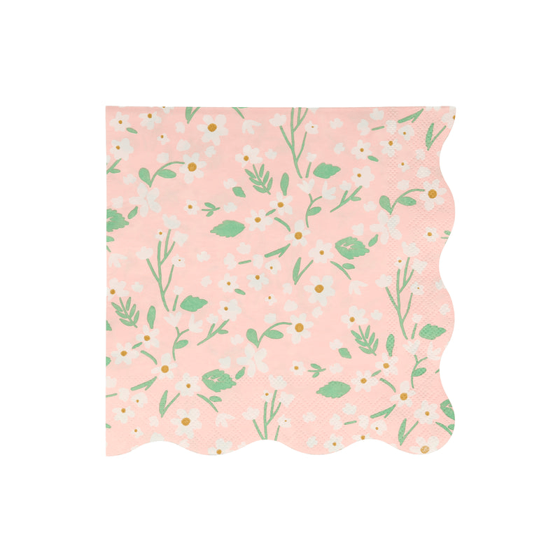 Pink floral napkin with scalloped edges spring garden theme from Parte Haus party supply store in Bethesda MD