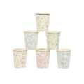 Pastel floral cups paper cups with flower print spring theme from Parte Haus party supply store in Bethesda MD