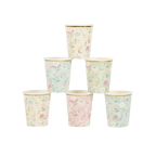 Pastel floral cups paper cups with flower print spring theme from Parte Haus party supply store in Bethesda MD
