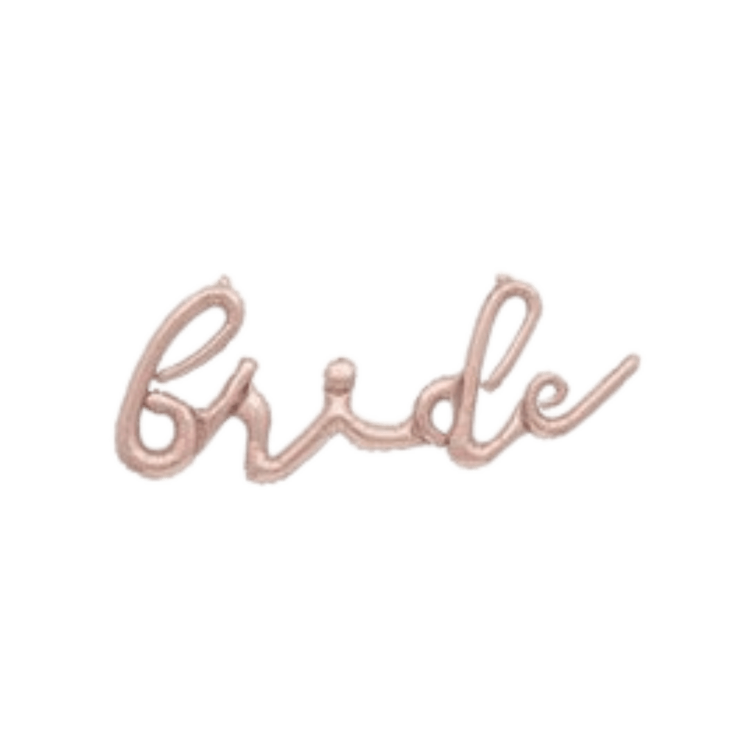 Rose gold bride balloon script for bridal shower from Parte Haus party supply store in Bethesda Maryland