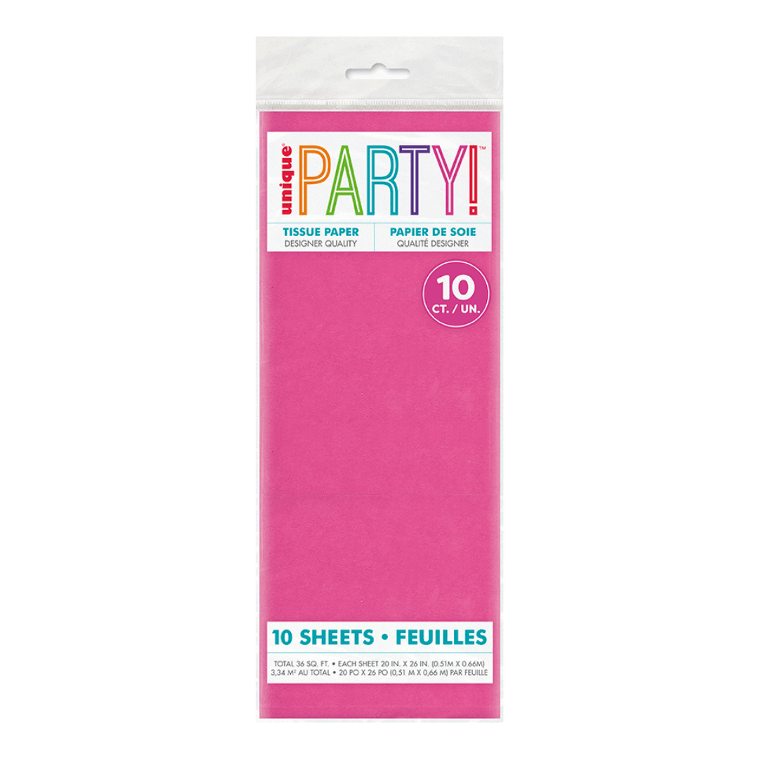 Pink tissue paper 10 sheet pack for celebrations from Parte Haus party supply store in Bethesda MD