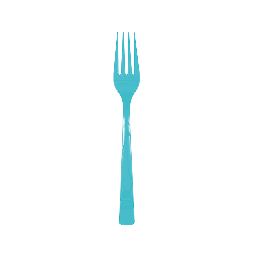 Blue plastic fork with glossy finish for birthday theme from Parte Haus party supply store in Bethesda MD