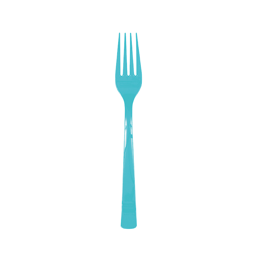 Blue plastic fork with glossy finish for birthday theme from Parte Haus party supply store in Bethesda MD