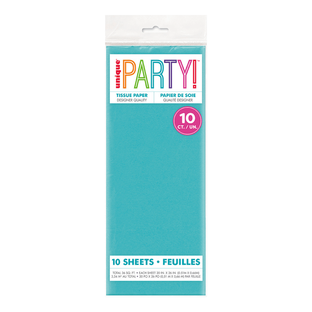 Blue tissue paper pack with 10 sheets for celebrations from Parte Haus party supply store in Bethesda MD.