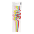 Multicolor curly drinking straws in clear pack birthday theme from Parte Haus party supply store in Bethesda Maryland
