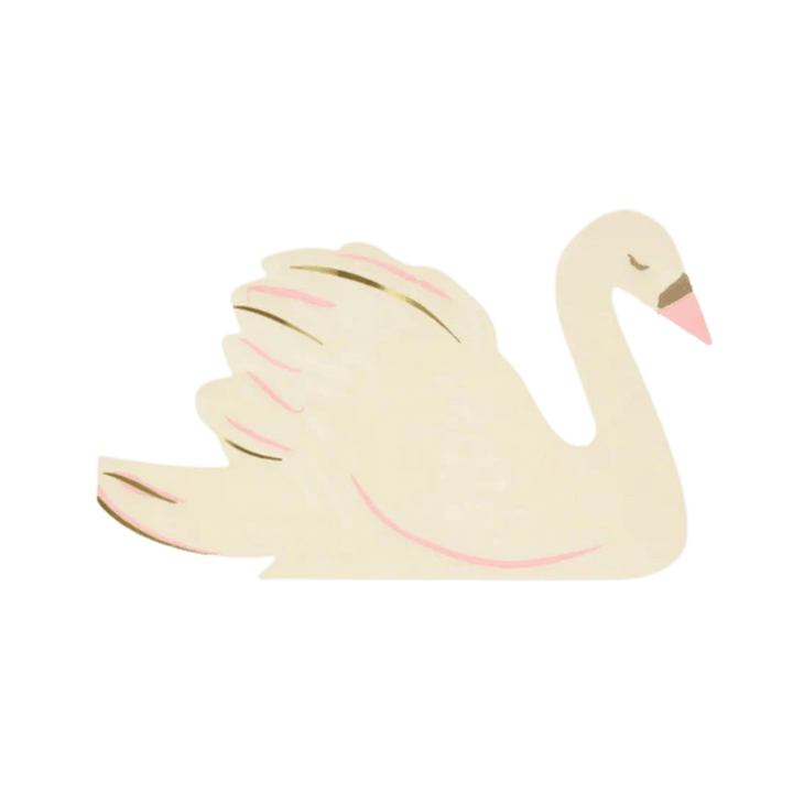 Cream swan shaped plate with pink details elegant theme from Parte Haus party supply store in Bethesda MD