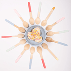 Pastel wooden spoons circle ice cream bowl birthday from Parte Haus party supply store in Bethesda Maryland