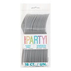 Gray plastic forks in a clear package birthday theme from Parte Haus party supply store in Bethesda MD.