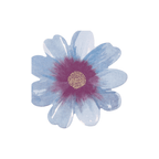 Blue flower shaped napkin with gold dot center spring floral from Parte Haus party supply store in Bethesda MD