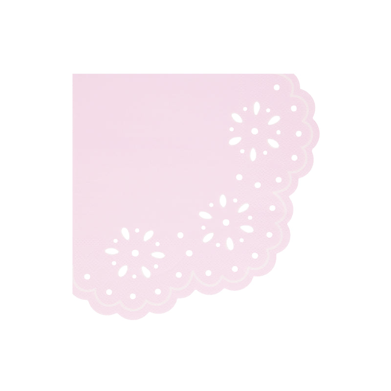 Light pink napkin with scalloped edge and floral cutout details birthday theme from Parte Haus party supply store in Bethesda Maryland