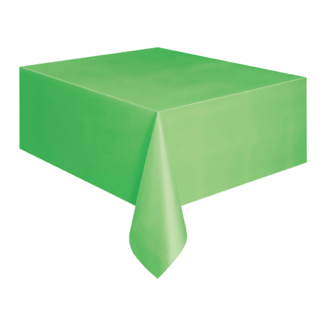lime green table cover rectangle for birthday from Parte Haus party supply store in Bethesda Maryland