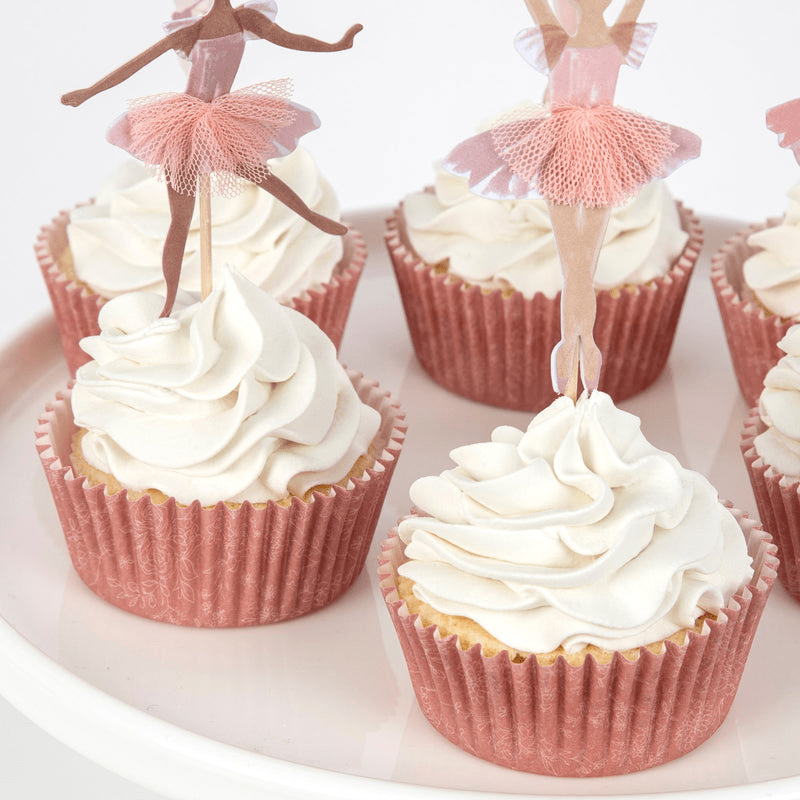 Pink ballerina cupcake toppers ballet theme from Parte Haus party supply store in Bethesda Maryland