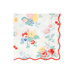 Multicolor floral napkin with scalloped edge for spring celebration from Parte Haus party supply store in Bethesda MD