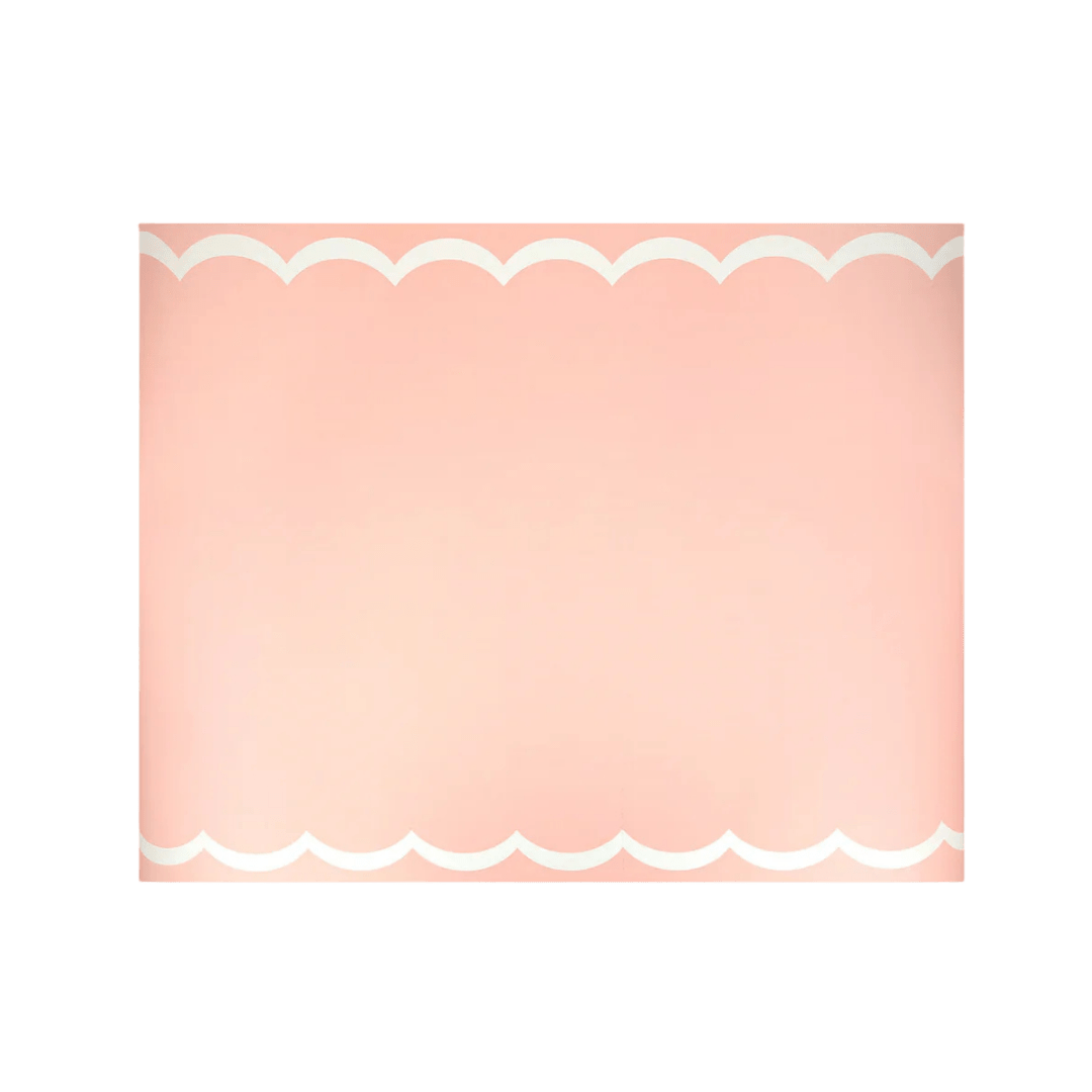 Pink rectangular scalloped-edge placemat for birthday from Parte Haus party supply store in Bethesda MD.