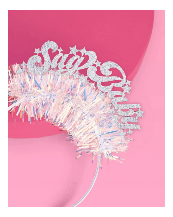 Iridescent "Sag Baby" Glitter Fringe Headband