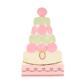 Pink and green cake shaped card with elegant design birthday theme from Parte Haus party supply store in Bethesda MD.