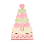 Pink and green cake shaped card with elegant design birthday theme from Parte Haus party supply store in Bethesda MD.
