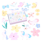 Pastel unicorn stickers floral and butterfly theme for kids from Parte Haus party supply store in Bethesda MD