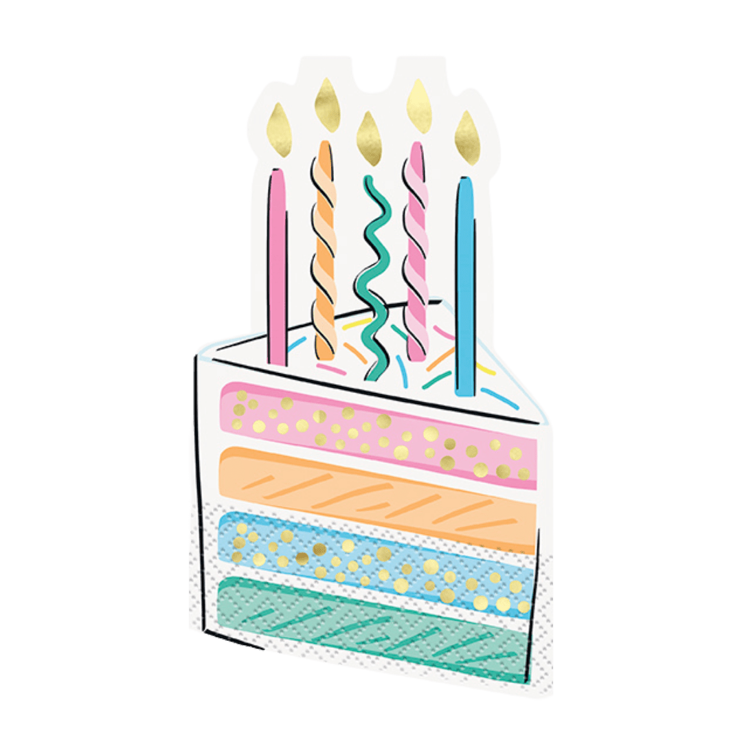 Pastel cake shaped card with candles birthday theme from Parte Haus party supply store in Bethesda Maryland