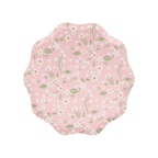 Pink floral decorative plate with scalloped edges spring theme from Parte Haus party supply store in Bethesda MD