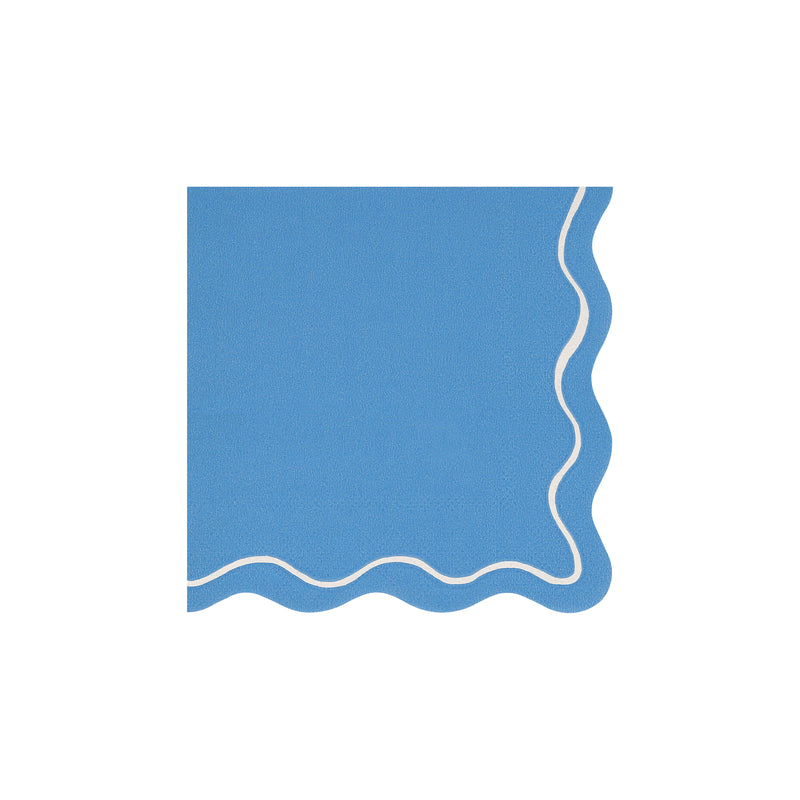 Blue napkin with white wavy border for birthday theme from Parte Haus party supply store in Bethesda MD