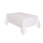 White tablecloth rectangular table setting from Parte Haus party supply store in Bethesda MD