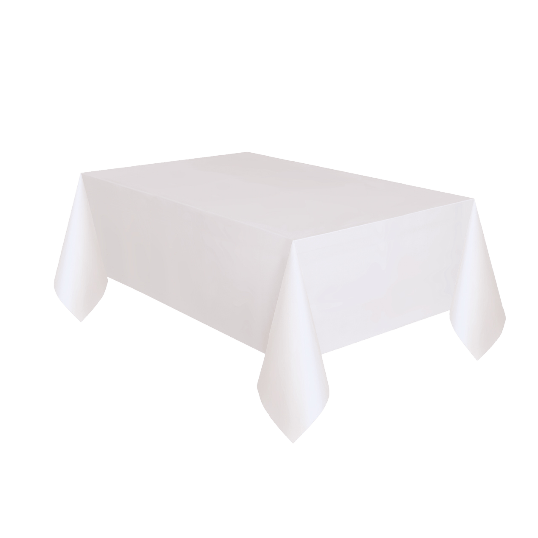 White tablecloth rectangular table setting from Parte Haus party supply store in Bethesda MD
