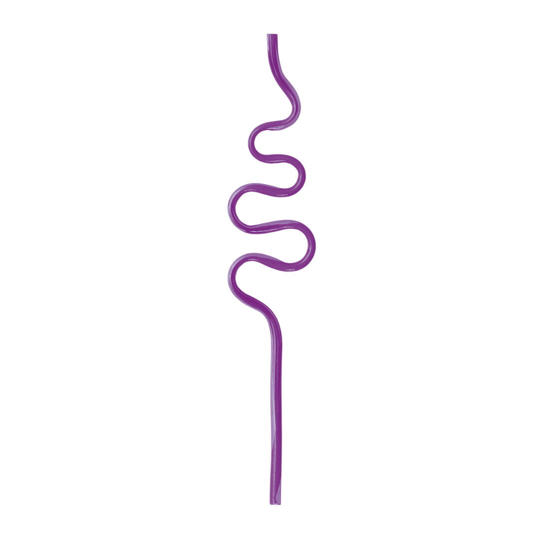 Purple curly straw fun swirl shape for celebrations from Parte Haus party supply store in Bethesda Maryland
