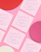 Pink napkins with glitter script text for bachelorette theme from Parte Haus party supply store in Bethesda MD.