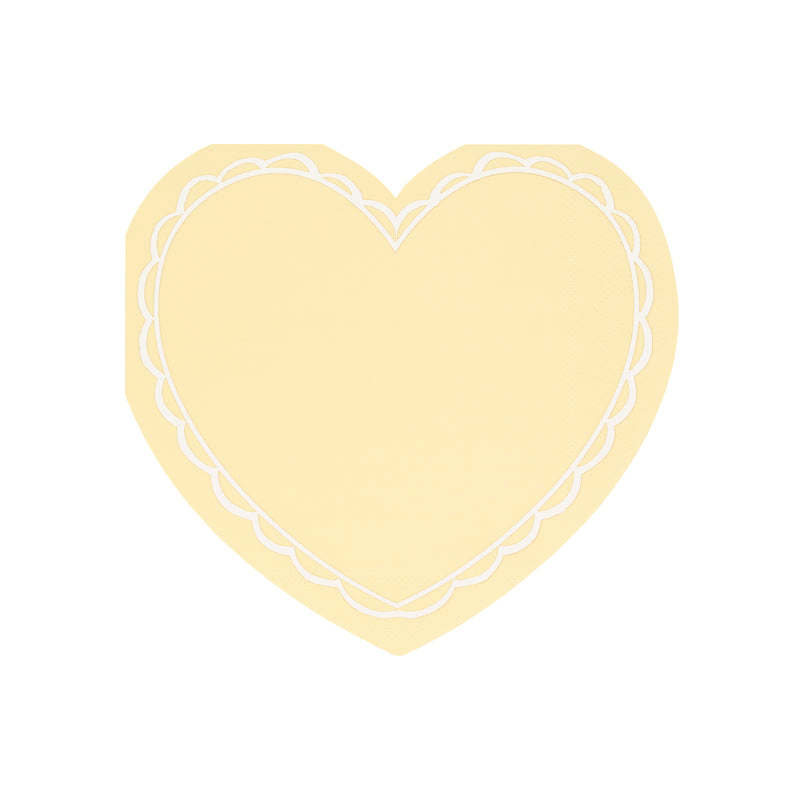 Yellow heart-shaped plate with scalloped border for celebration from Parte Haus party supply store in Bethesda MD