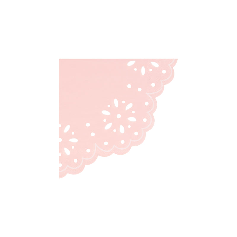 Pink paper doily with scalloped edges floral cutouts for birthday from Parte Haus party supply store in Bethesda MD