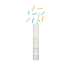 Blue and yellow confetti cannon with oh baby text for baby shower theme from Parte Haus party supply store in Bethesda MD