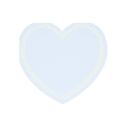 Light blue heart shaped plate with yellow scalloped border birthday theme from Parte Haus party supply store in Bethesda MD