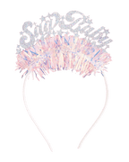Pink glitter Save Baby headband tiara for baby shower from Parte Haus party supply store in Bethesda Maryland