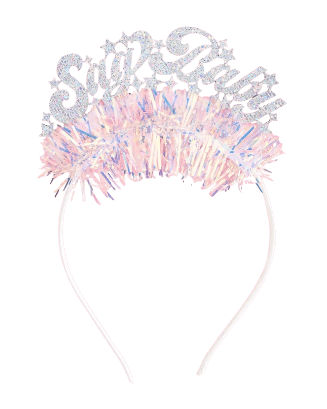 Pink glitter Save Baby headband tiara for baby shower from Parte Haus party supply store in Bethesda Maryland
