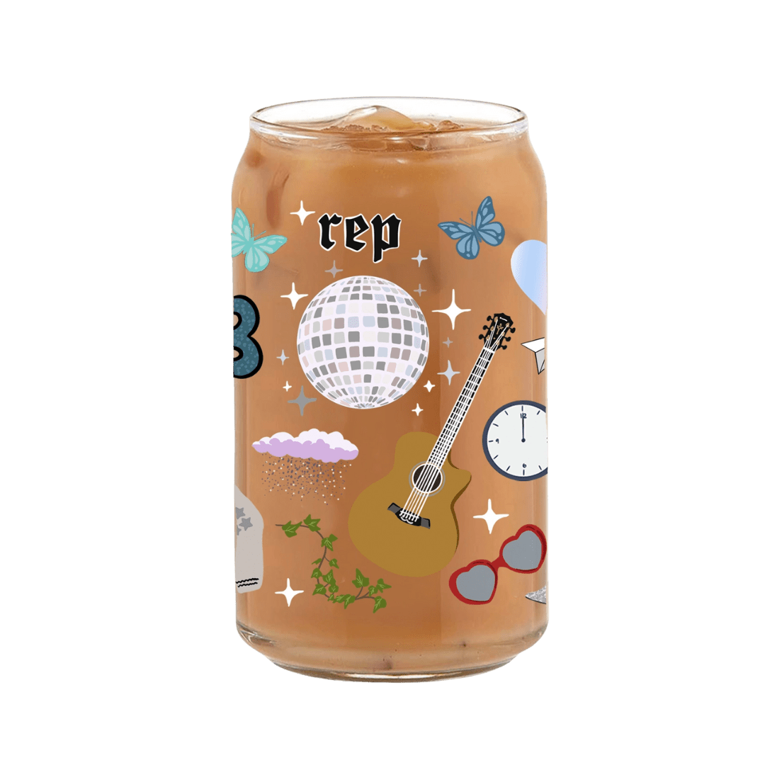custom color tumbler with music and disco design for celebration from Parte Haus party supply store in Bethesda MD