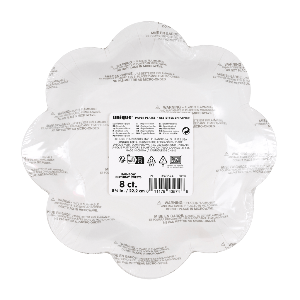 White flower shaped paper plate for birthday from Parte Haus party supply store in Bethesda MD