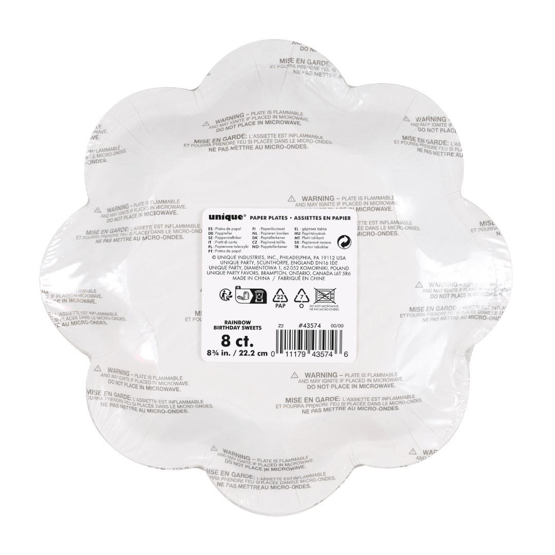 White flower shaped paper plate for birthday from Parte Haus party supply store in Bethesda MD