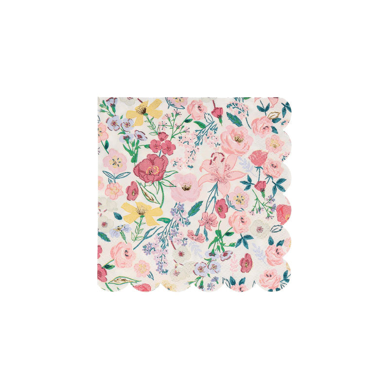 Pink floral napkin with scalloped edges spring theme from Parte Haus party supply store in Bethesda Maryland