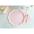 Light pink plate scalloped edges with floral decor for spring event from Parte Haus party supply store in Bethesda MD