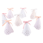 Pink and white cone favor boxes with bows for birthday from Parte Haus party supply store in Bethesda MD