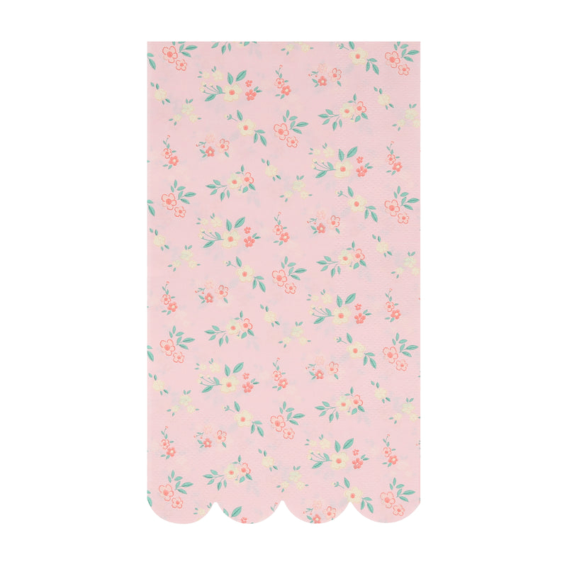 Pink floral paper napkin with scalloped edge birthday theme from Parte Haus party supply store in Bethesda MD