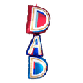 Red and blue DAD balloon decoration for Father's Day from Parte Haus party supply store in Bethesda MD