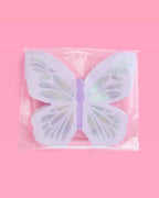 Purple butterfly shaped invitation with iridescent wings birthday from Parte Haus party supply store in Bethesda Maryland