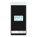Black plastic tablecover in packaging for any celebration from Parte Haus party supply store in Bethesda MD
