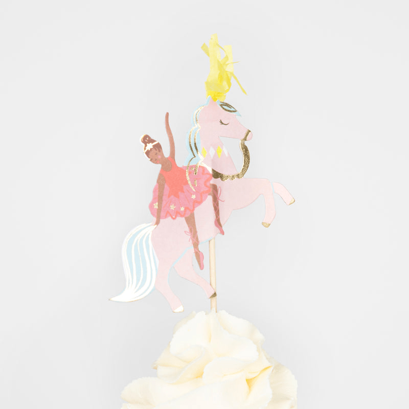 Pink unicorn cake topper with ballerina and tutu for kids birthday from Parte Haus party supply store in Bethesda MD